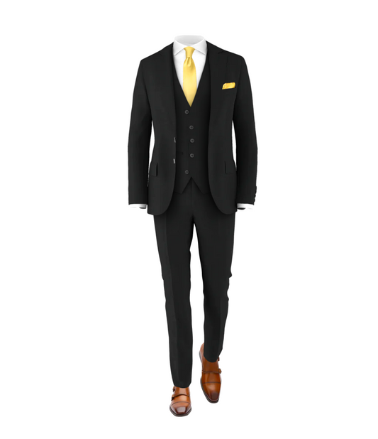 Black Suit Light Gold Tie