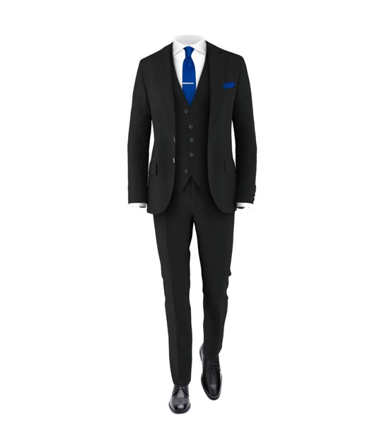 Black Suit Royal Blue Tie