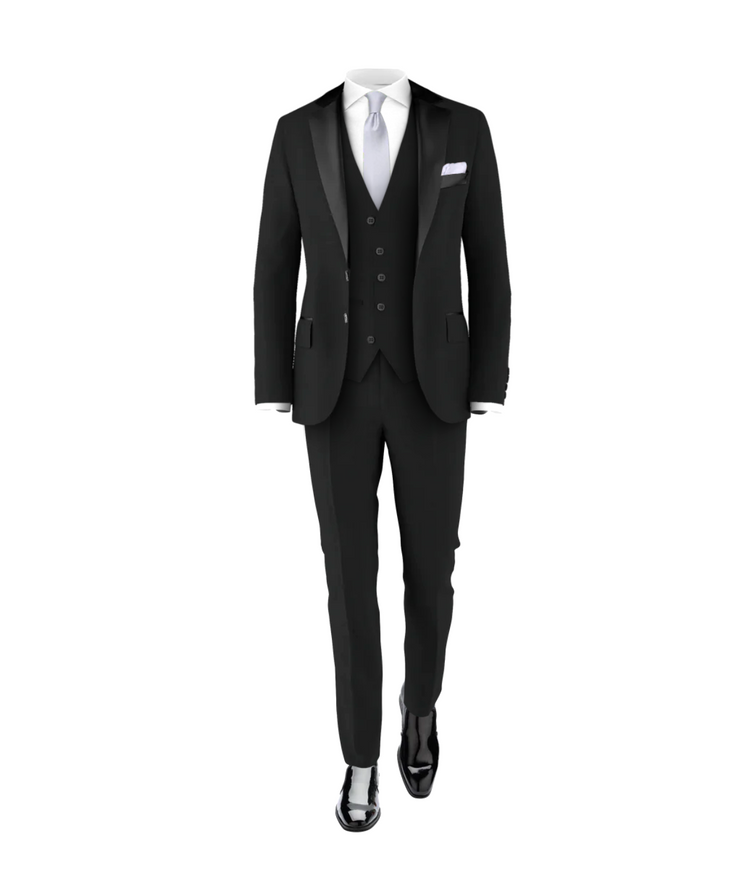 Black Tuxedo Suit Silver Tie