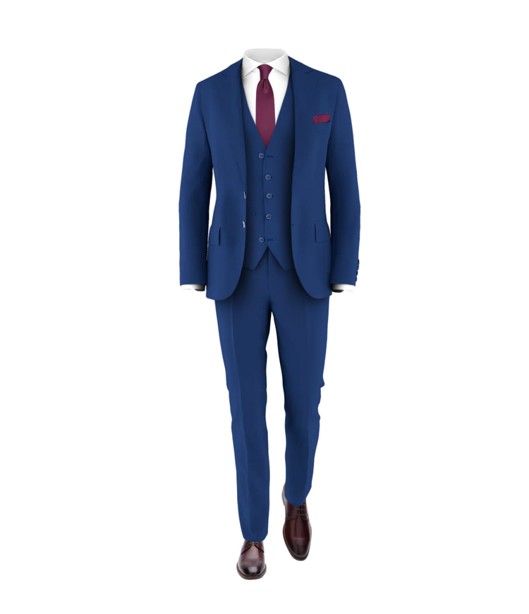 Blue Suit Plum Tie