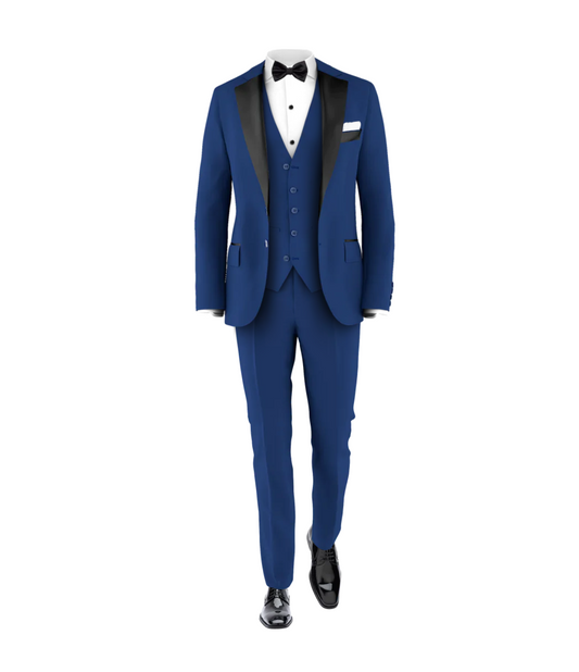 Blue Tuxedo Suit Black Tie