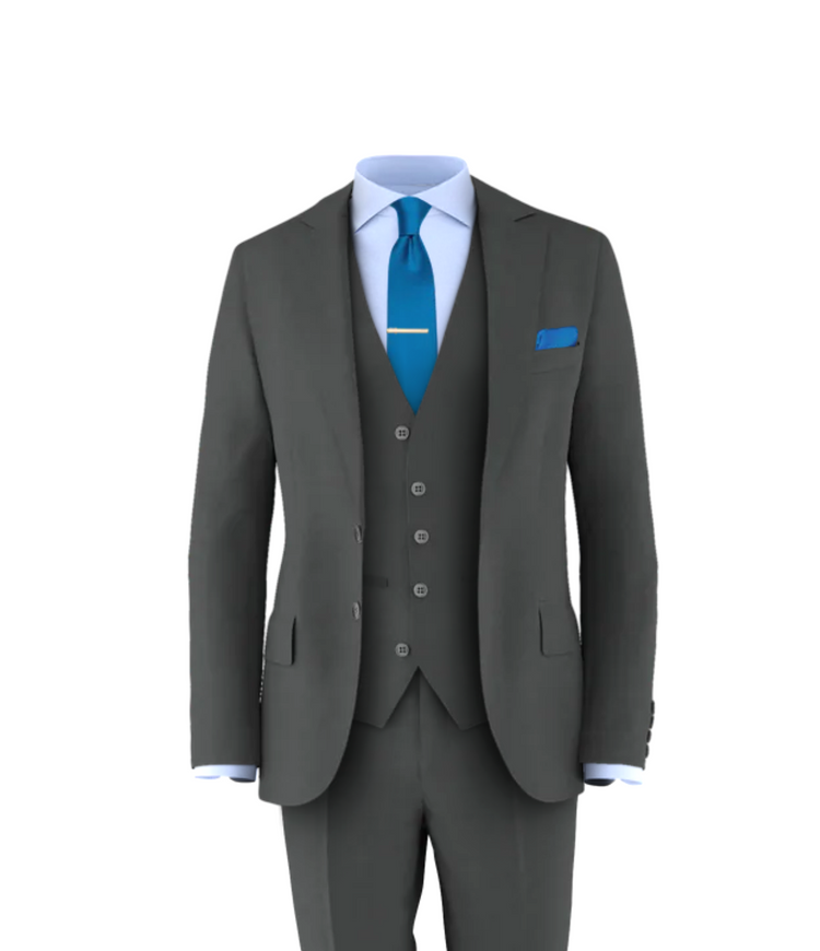 Charcoal Suit Cobalt Blue Tie