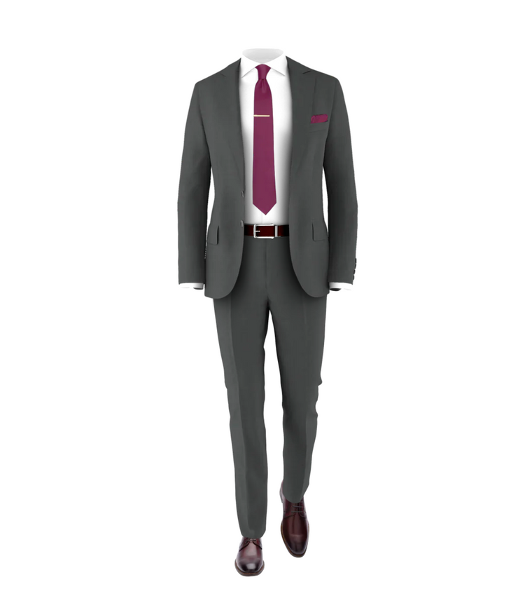 Charcoal Suit Plum Tie