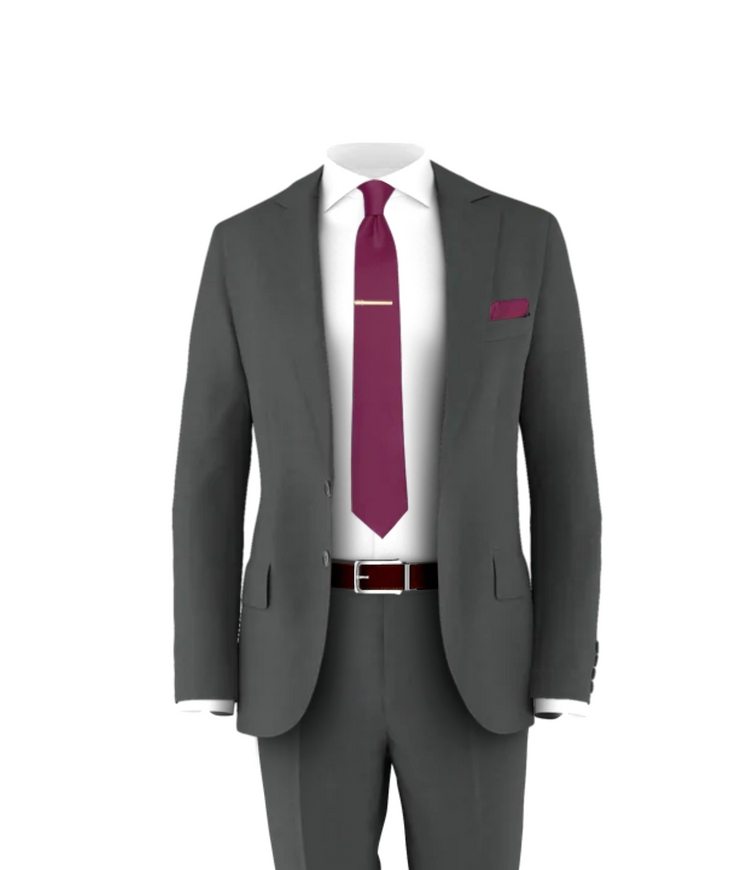 Charcoal Suit Plum Tie