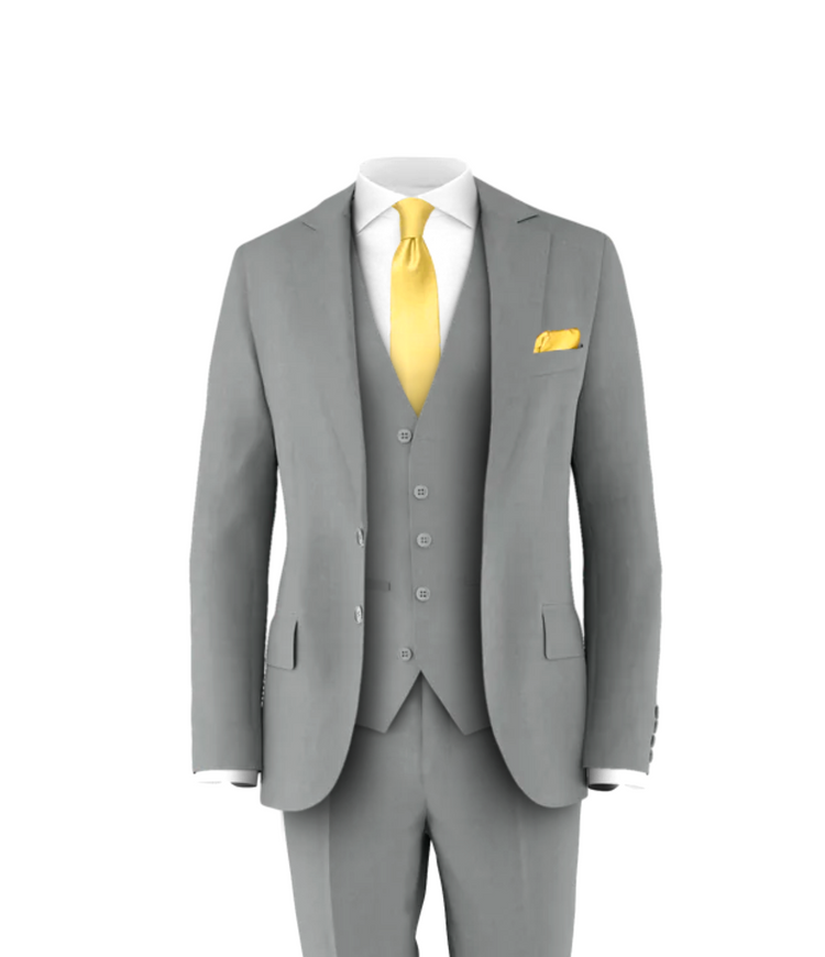 Light Grey Suit Light Gold Tie