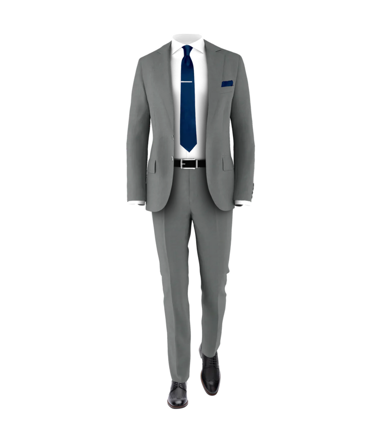 Medium Grey Suit Navy Tie