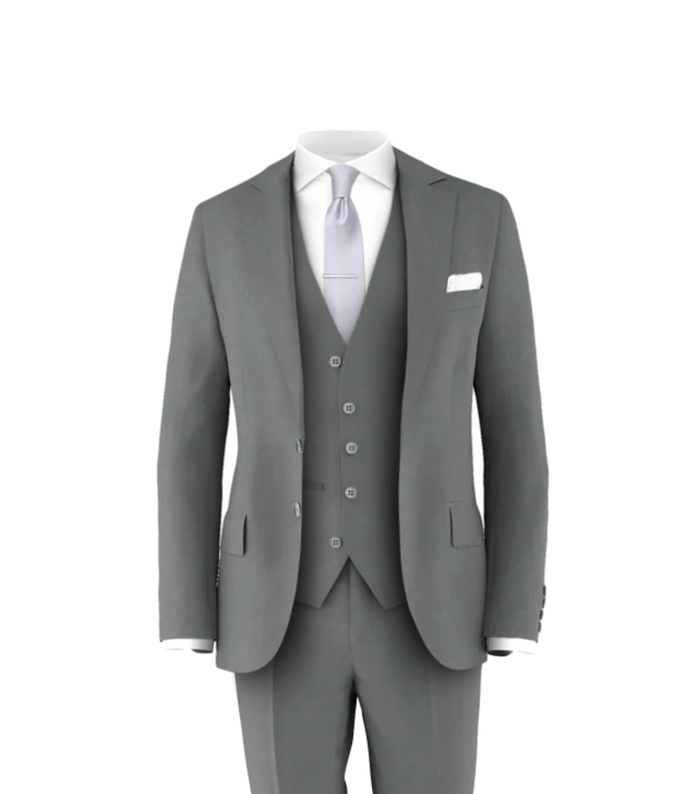 Medium Grey Suit Silver Tie