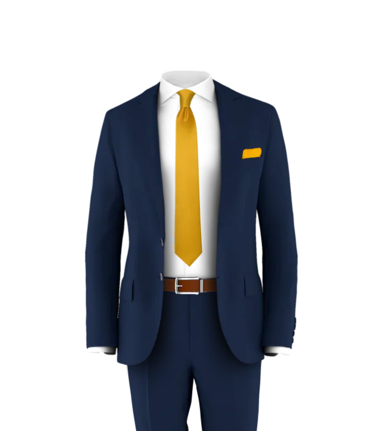 Navy Suit Gold Tie