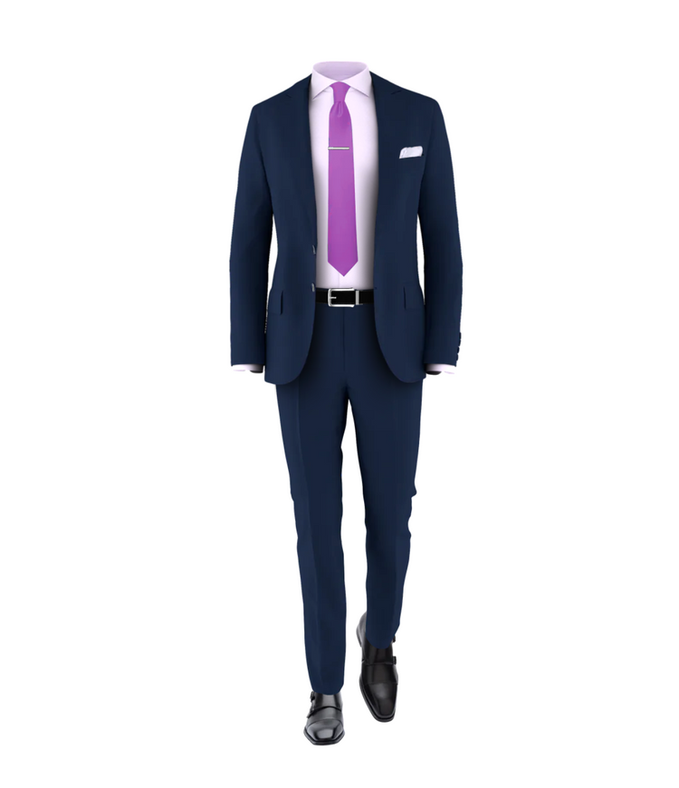 Navy Suit Purple Tie