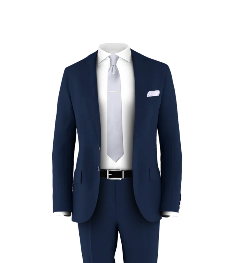 Navy Suit Silver Tie