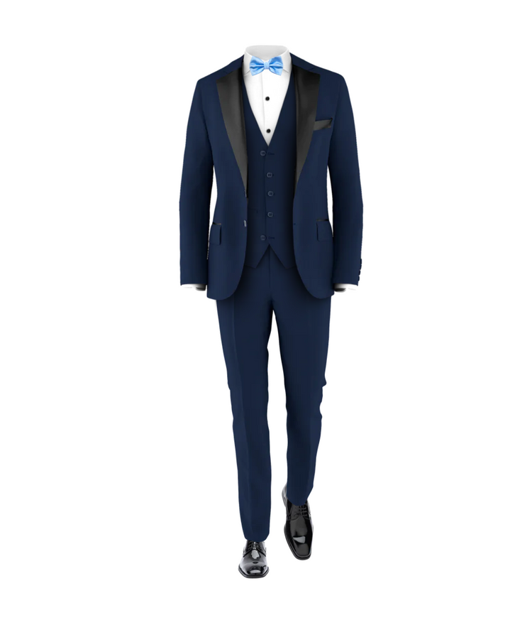Navy Tuxedo Suit Light Blue Tie