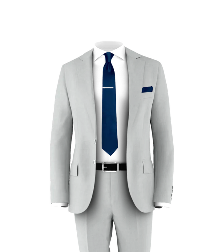 Silver Suit Navy Tie