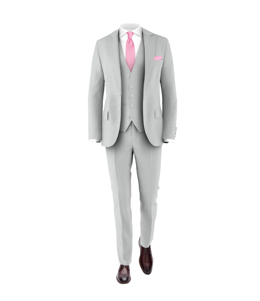 Silver Suit Pink Tie